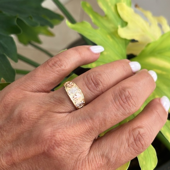 14k Solid Yellow Gold Elephant Ring sz 5 6 7 8 9 - Picture 12 of 14